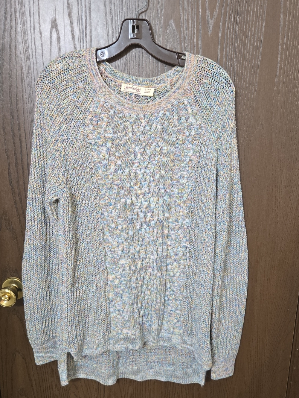 Faded Glory Pastel Speckled Cable Knit Crewneck Sweater